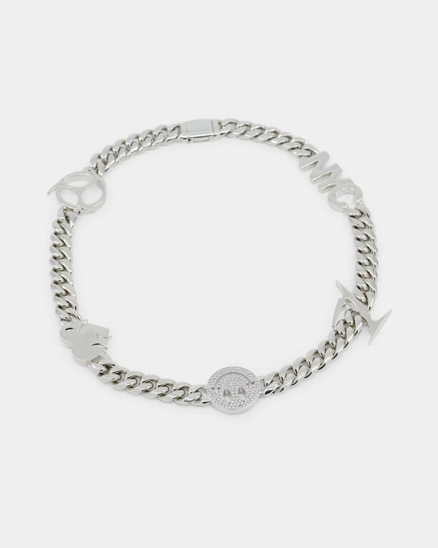 Loiter Iced Motif Cuban Necklace Iced White Gold
