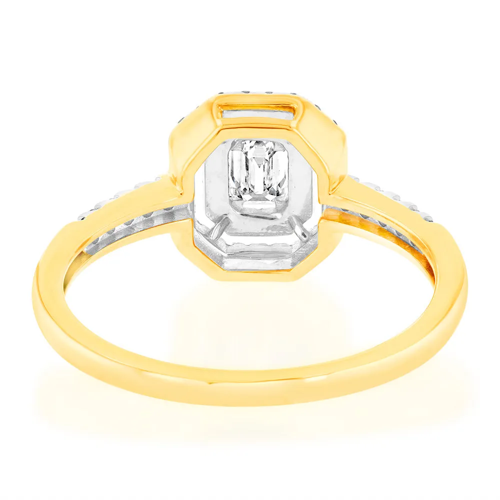 Luminesce Lab Grown 0.35 Carat Diamond Emerald Shaped Ring in 9ct Yellow Gold Shiels
