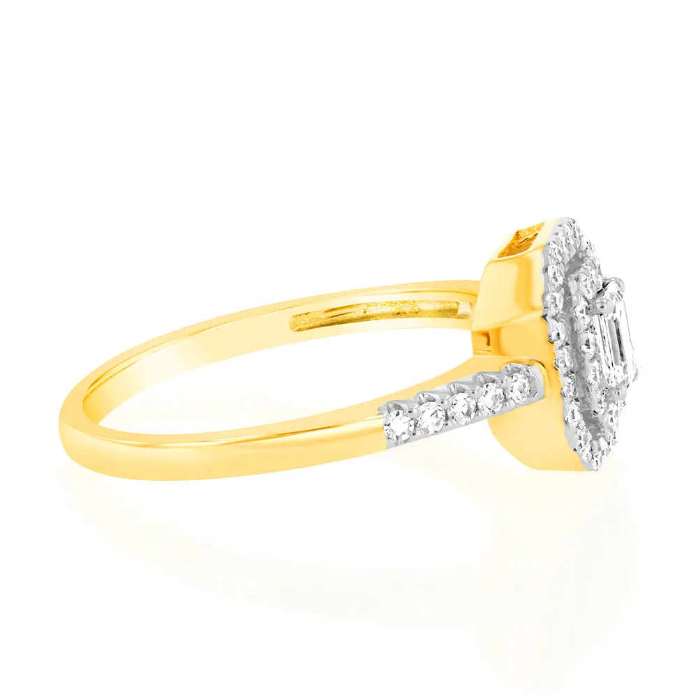 Luminesce Lab Grown 0.35 Carat Diamond Emerald Shaped Ring in 9ct Yellow Gold Shiels