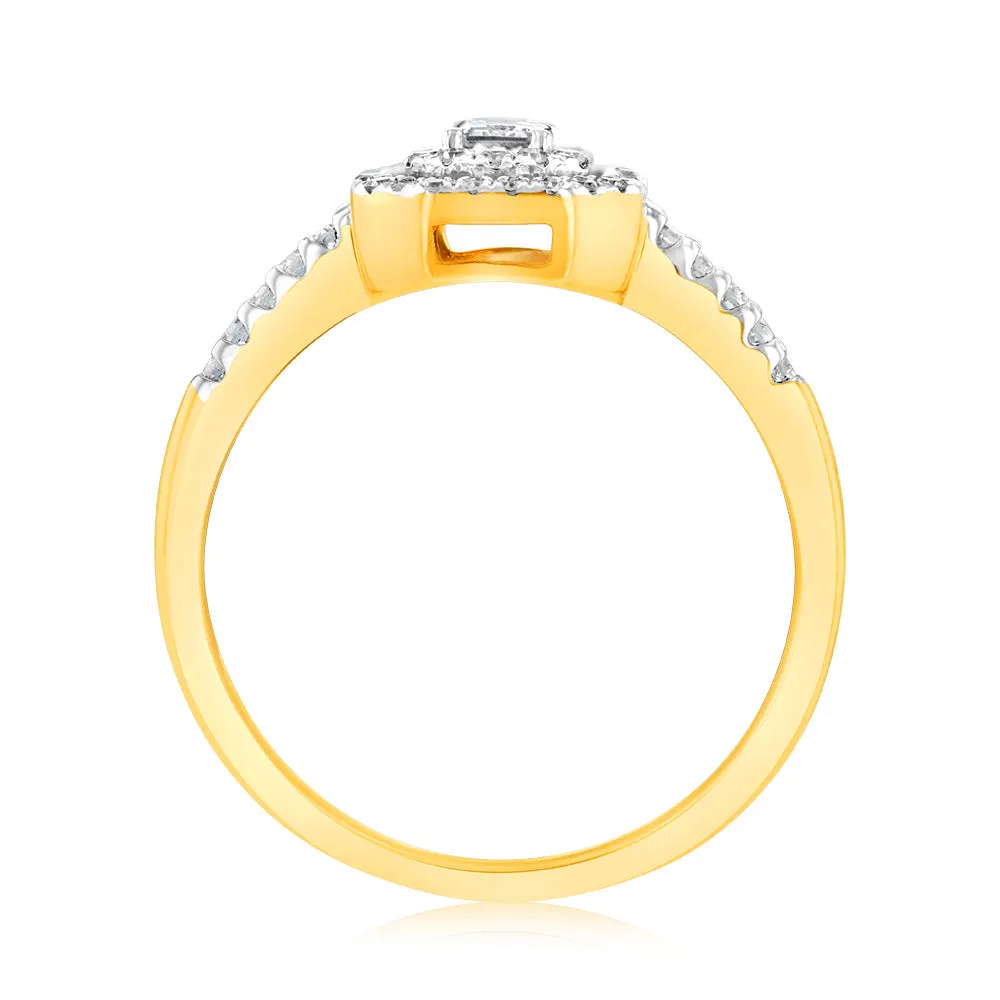 Luminesce Lab Grown 0.35 Carat Diamond Emerald Shaped Ring in 9ct Yellow Gold Shiels