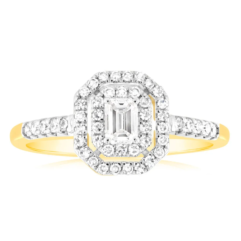 Luminesce Lab Grown 0.35 Carat Diamond Emerald Shaped Ring in 9ct Yellow Gold Shiels