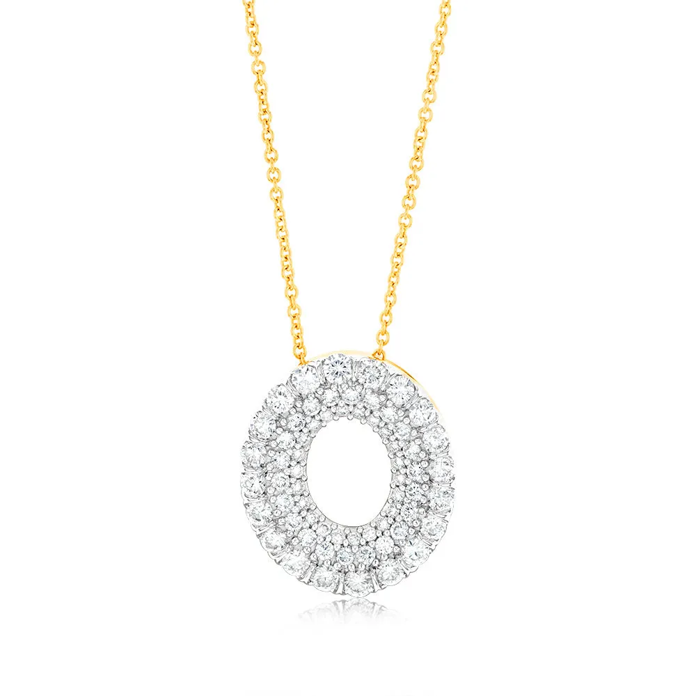 Luminesce Lab Grown 1 Carat Diamond Circle Pendant on 45cm Chain in 9ct Yellow Gold Shiels