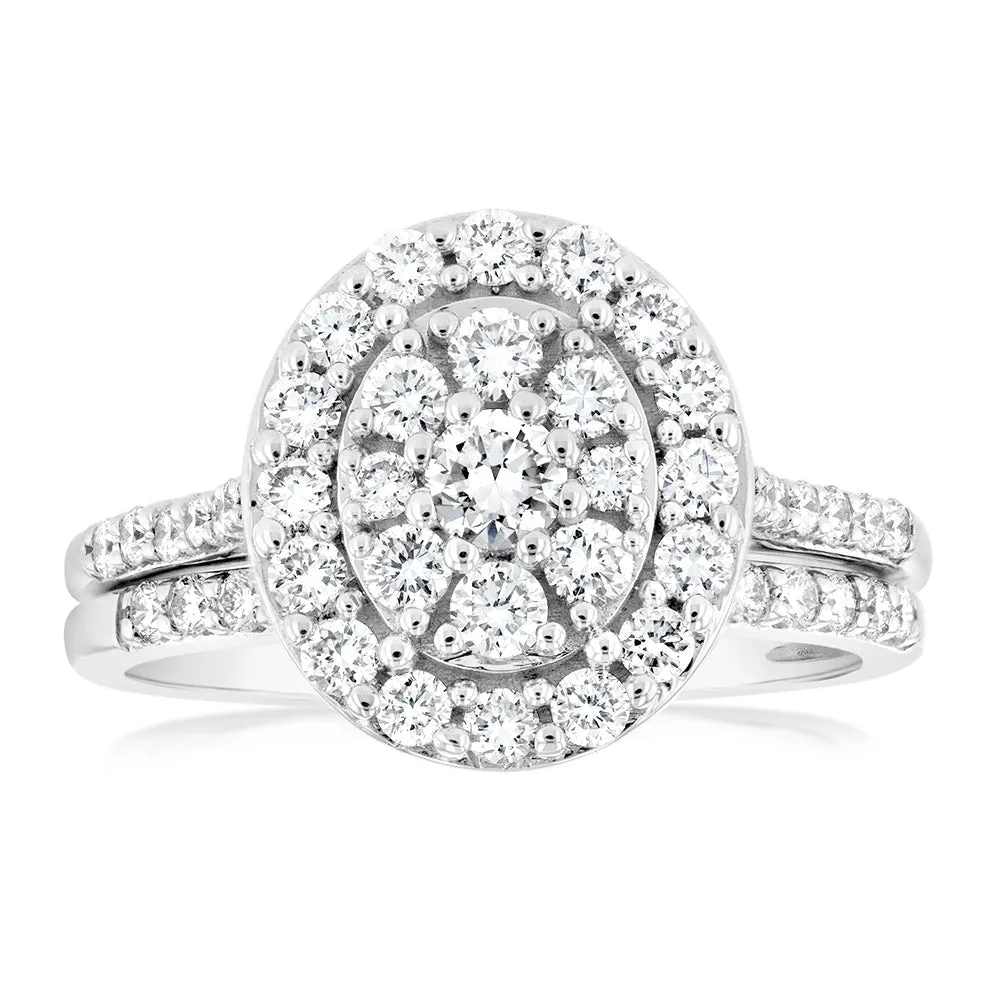 Luminesce Lab Grown 1 Carat Diamond Oval Bridal Set in 9ct White Gold Shiels