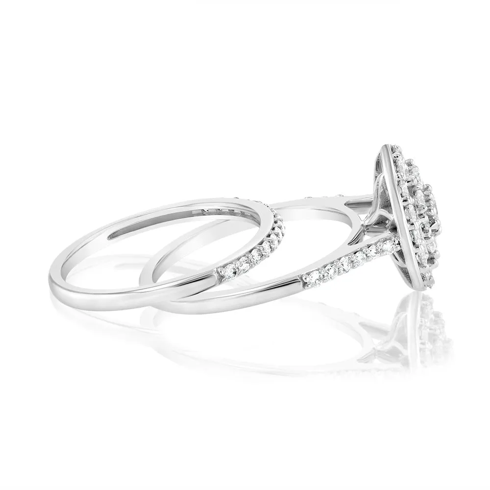 Luminesce Lab Grown 1 Carat Diamond Oval Bridal Set in 9ct White Gold Shiels