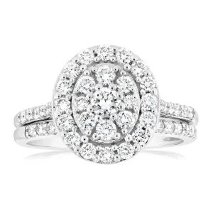 Luminesce Lab Grown 1 Carat Diamond Oval Bridal Set in 9ct White Gold Shiels