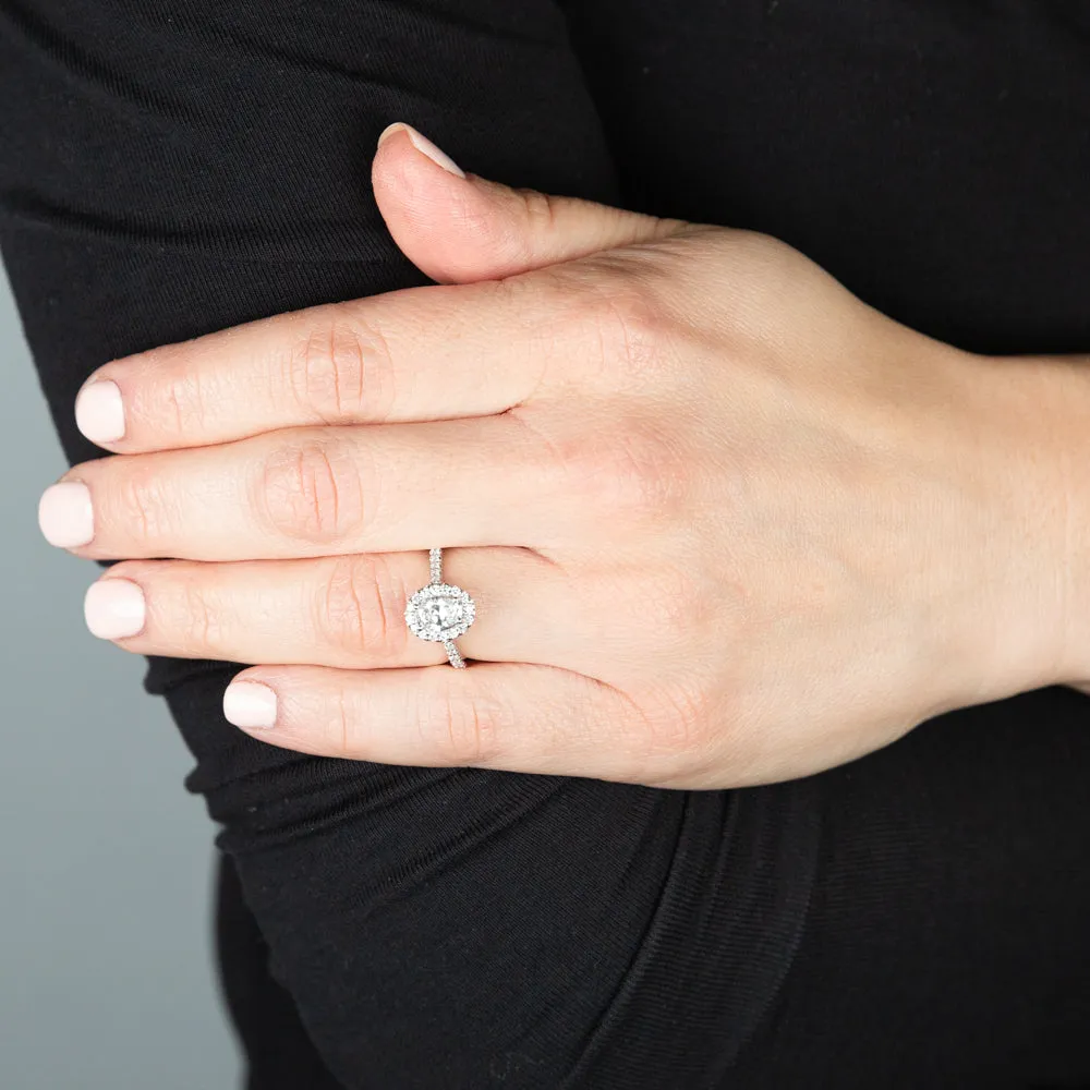 Luminesce Lab Grown 1 Carat Diamond Oval Halo Ring in 18ct White Gold Shiels
