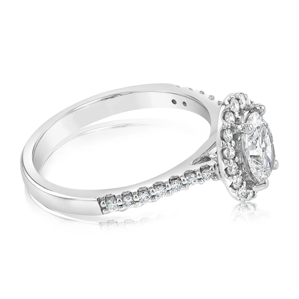 Luminesce Lab Grown 1 Carat Diamond Oval Halo Ring in 18ct White Gold Shiels