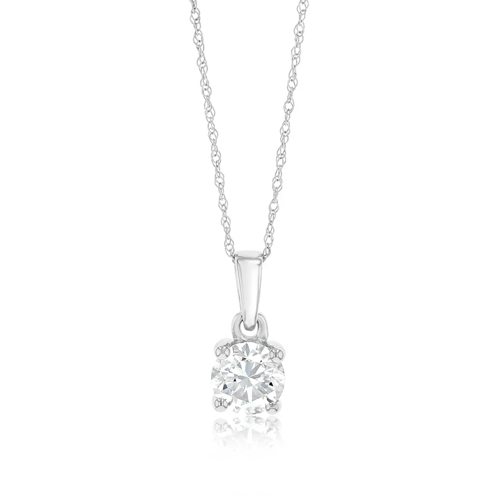 Luminesce Lab Grown 1 Carat Diamond Solitaire Pendant on 9ct White Gold Adjustable Chain Shiels