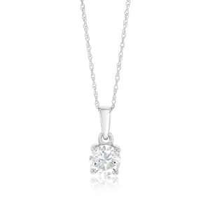 Luminesce Lab Grown 1 Carat Diamond Solitaire Pendant on 9ct White Gold Adjustable Chain Shiels