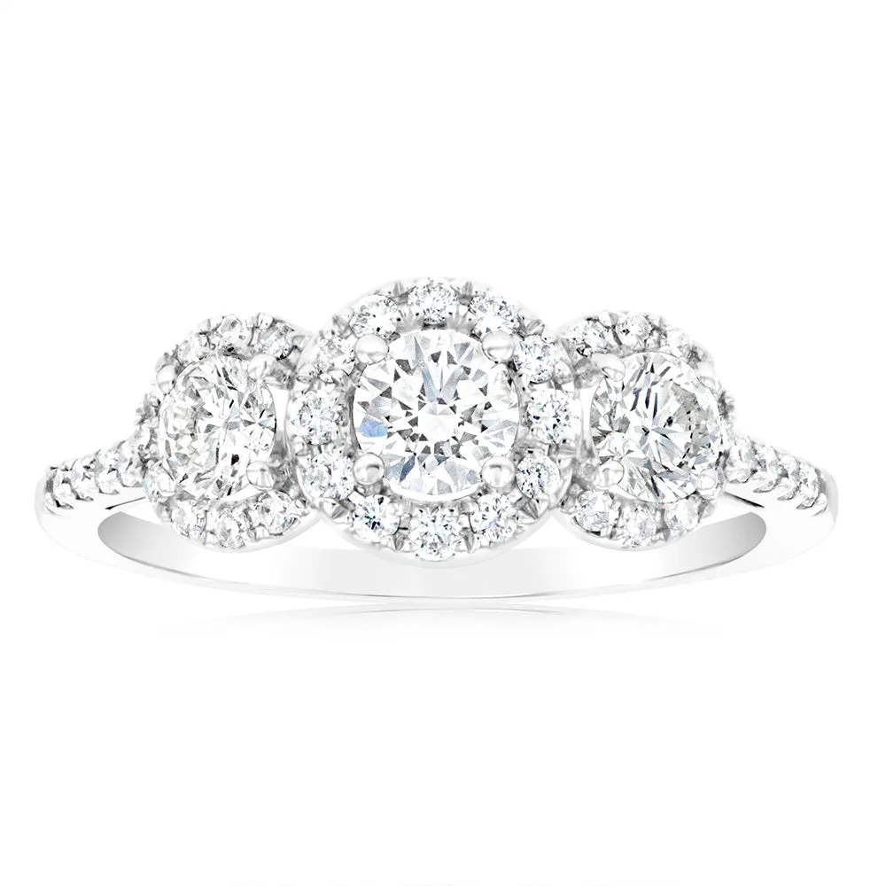 Luminesce Lab Grown 1 Carat Diamond Trilogy Ring in 14ct White Gold Shiels