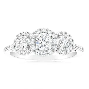 Luminesce Lab Grown 1 Carat Diamond Trilogy Ring in 14ct White Gold Shiels
