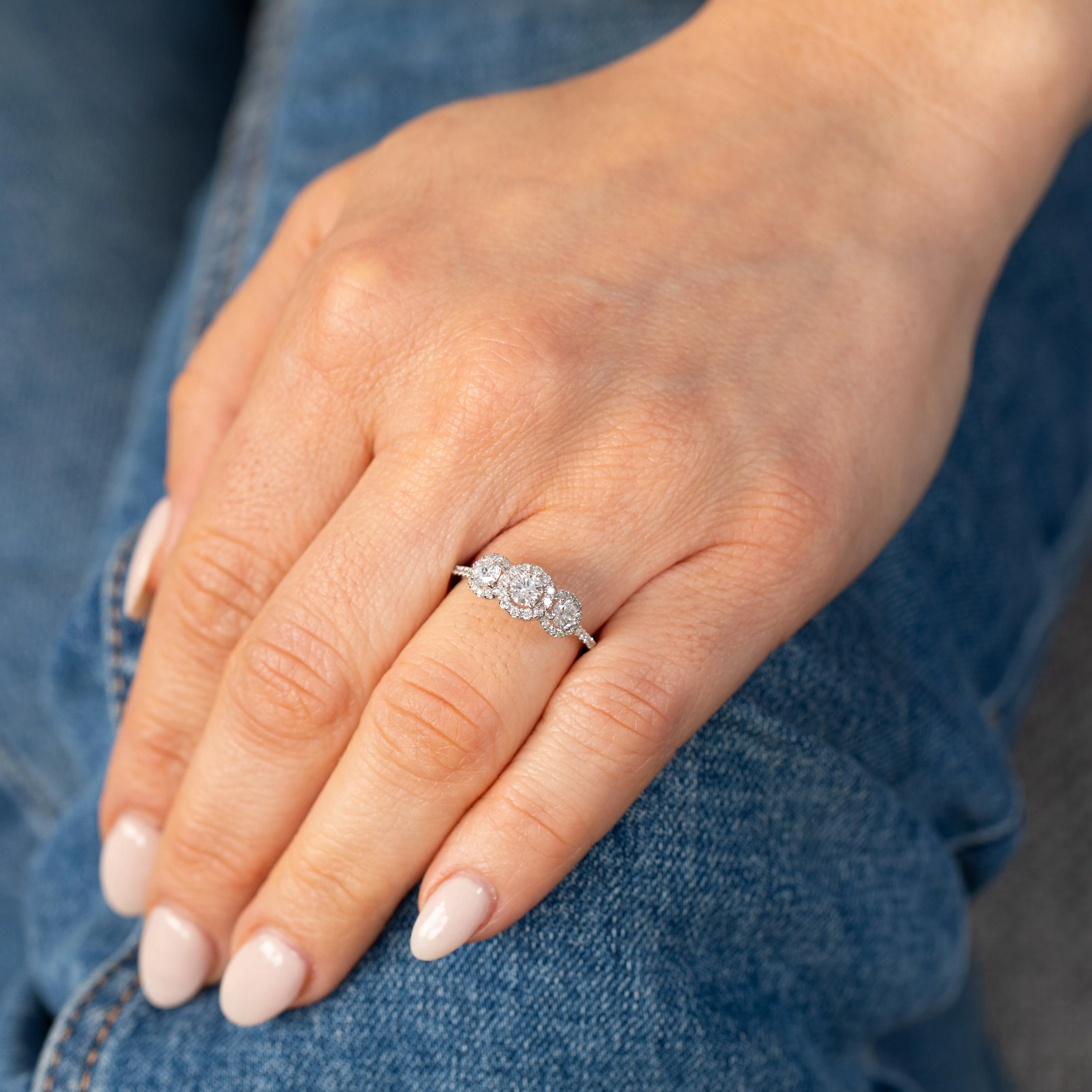 Luminesce Lab Grown 1 Carat Diamond Trilogy Ring in 14ct White Gold Shiels
