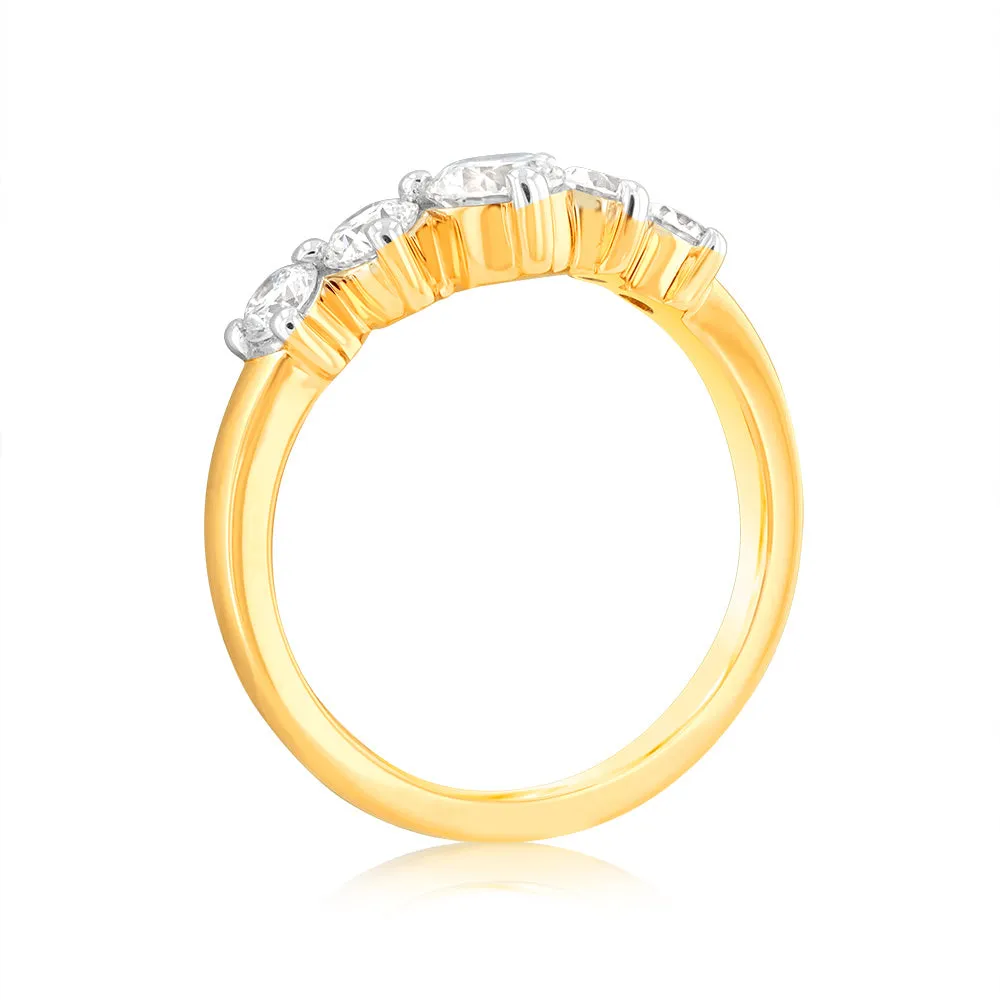 Luminesce Lab Grown 1 Carat Eternity Curve Diamond Ring in 18ct Yellow Gold Shiels