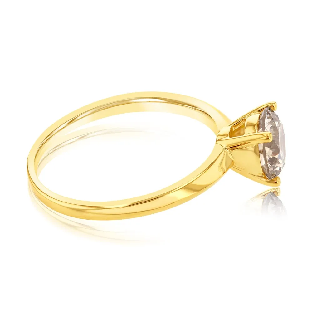 Luminesce Lab Grown 1 Carat Light Champagne Solitaire Diamond Ring in14ct Yellow Gold Shiels