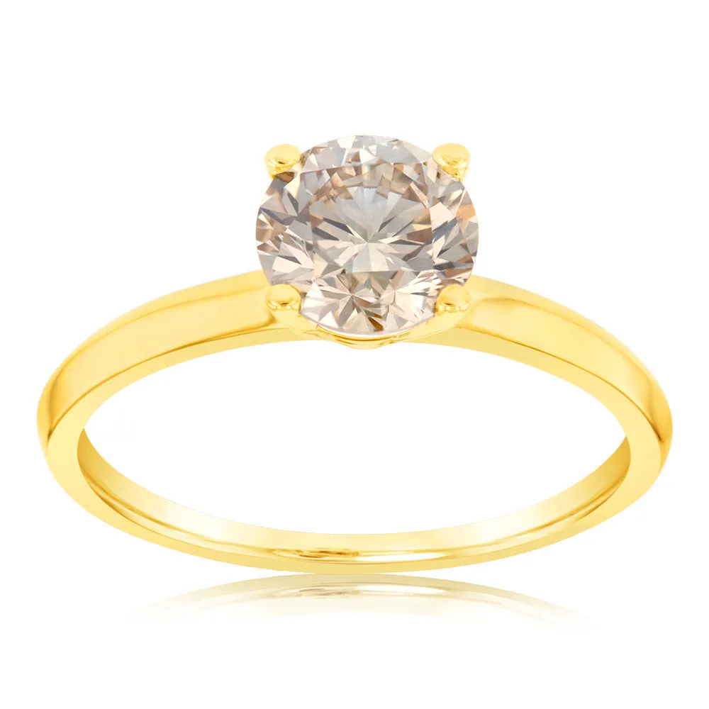Luminesce Lab Grown 1 Carat Light Champagne Solitaire Diamond Ring in14ct Yellow Gold Shiels