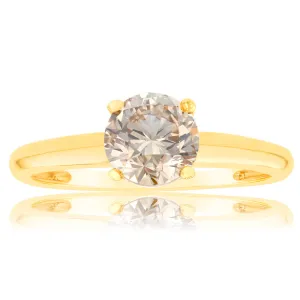 Luminesce Lab Grown 1 Carat Light Champagne Solitaire Diamond Ring in14ct Yellow Gold Shiels