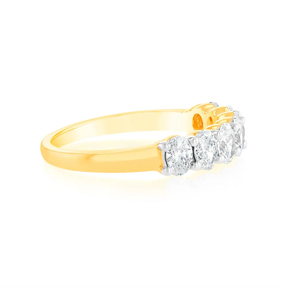 Luminesce Lab Grown 1 Carat Oval Diamond Eternity Ring in 18ct Yellow Gold Shiels