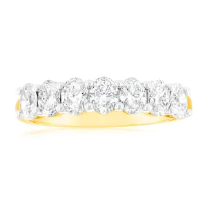 Luminesce Lab Grown 1 Carat Oval Diamond Eternity Ring in 18ct Yellow Gold Shiels