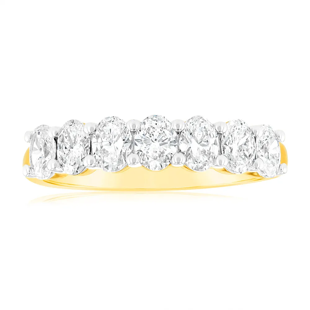 Luminesce Lab Grown 1 Carat Oval Diamond Eternity Ring in 18ct Yellow Gold Shiels