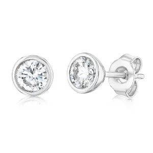 Luminesce Lab Grown 1 Carat Sterling Silver Bezel Diamond Studs Shiels