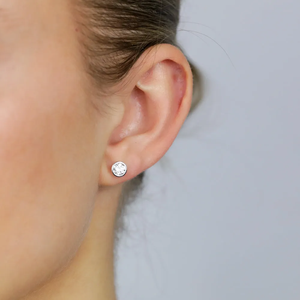 Luminesce Lab Grown 1 Carat Sterling Silver Bezel Diamond Studs Shiels