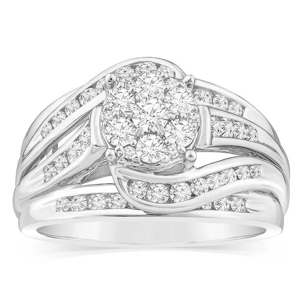 Luminesce Lab Grown 10ct White Gold 1 Carat Diamond Cluster Ring Shiels