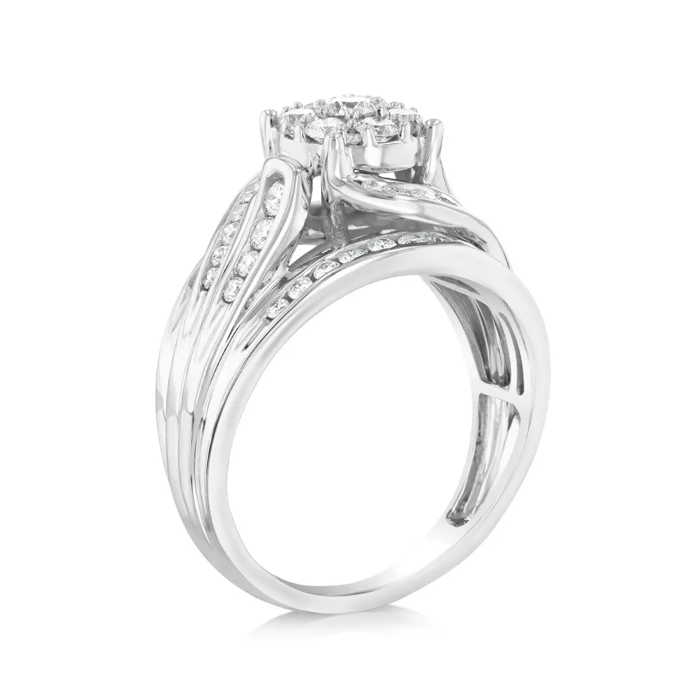 Luminesce Lab Grown 10ct White Gold 1 Carat Diamond Cluster Ring Shiels
