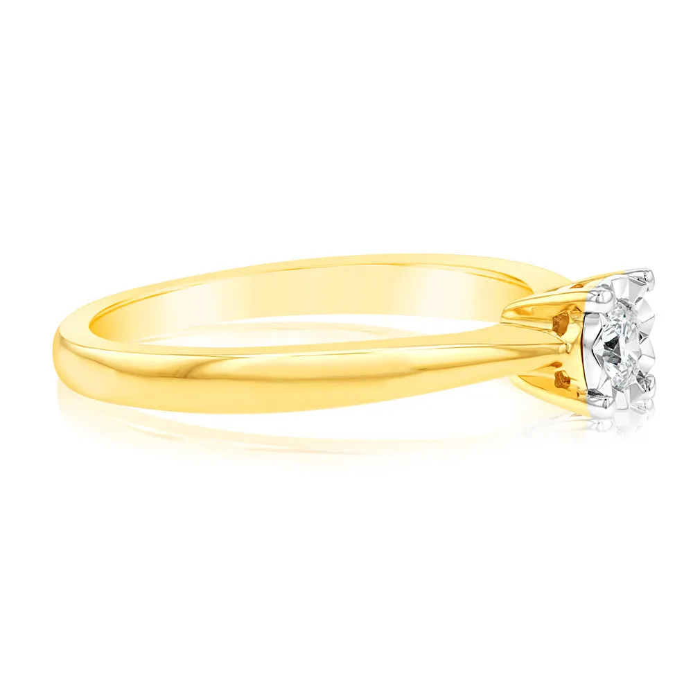Luminesce Lab Grown 1/10 Carat Diamond 4 Claw Ring in 9ct Yellow Gold Shiels