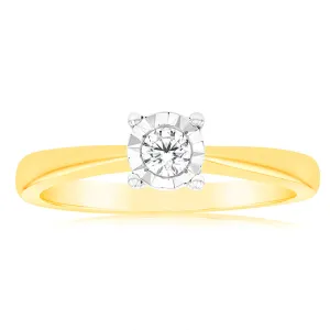 Luminesce Lab Grown 1/10 Carat Diamond 4 Claw Ring in 9ct Yellow Gold Shiels