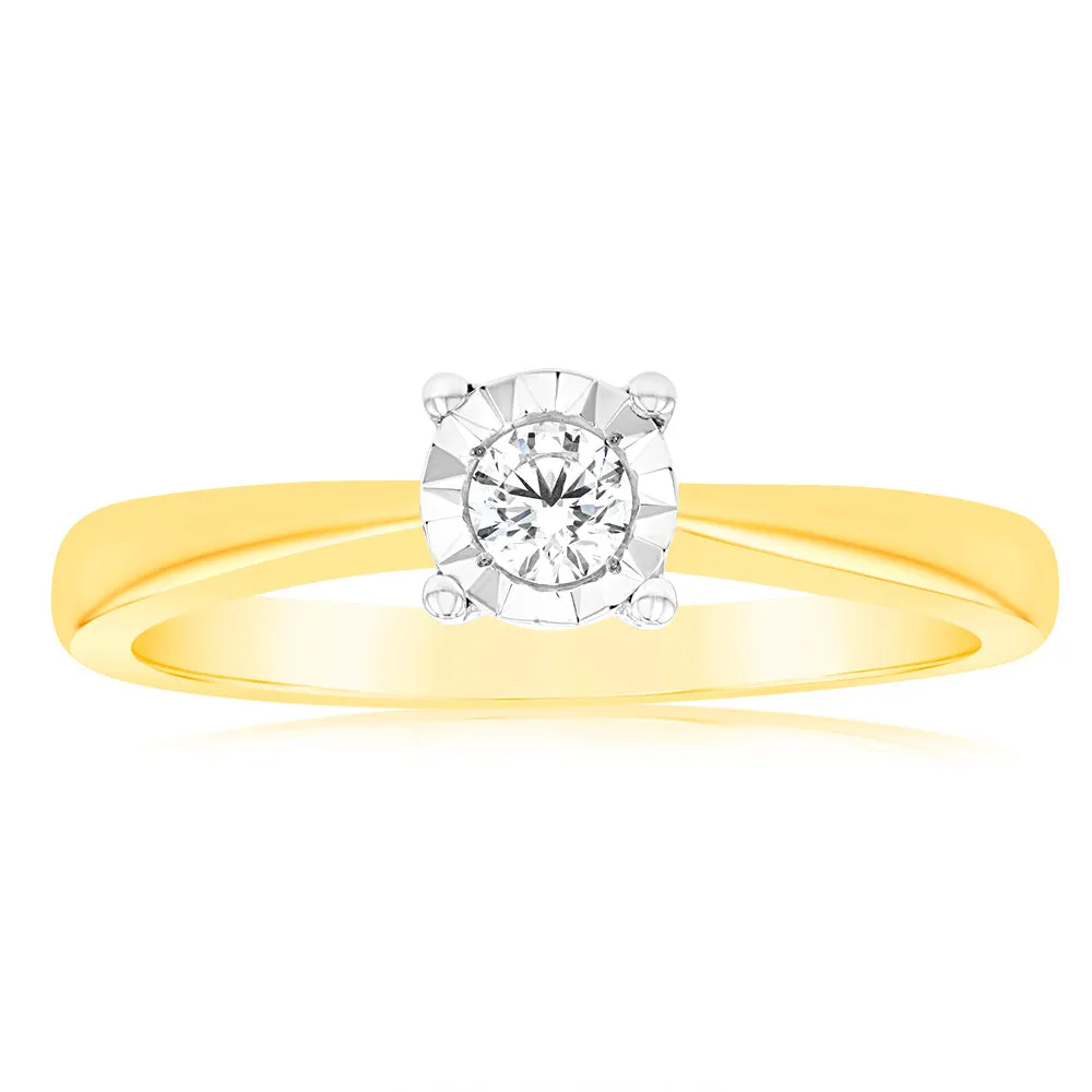 Luminesce Lab Grown 1/10 Carat Diamond 4 Claw Ring in 9ct Yellow Gold Shiels