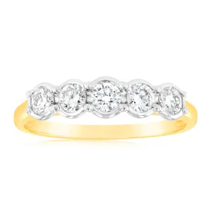 Luminesce Lab Grown  1/2 Carat Diamond 5-Stone Ring in 9ct Yellow Gold Shiels