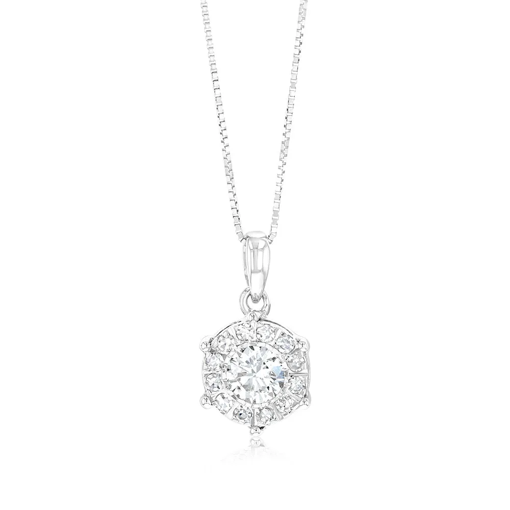 Luminesce Lab Grown 1/2 Carat Diamond Pendant in 9ct White Gold with Chain Shiels