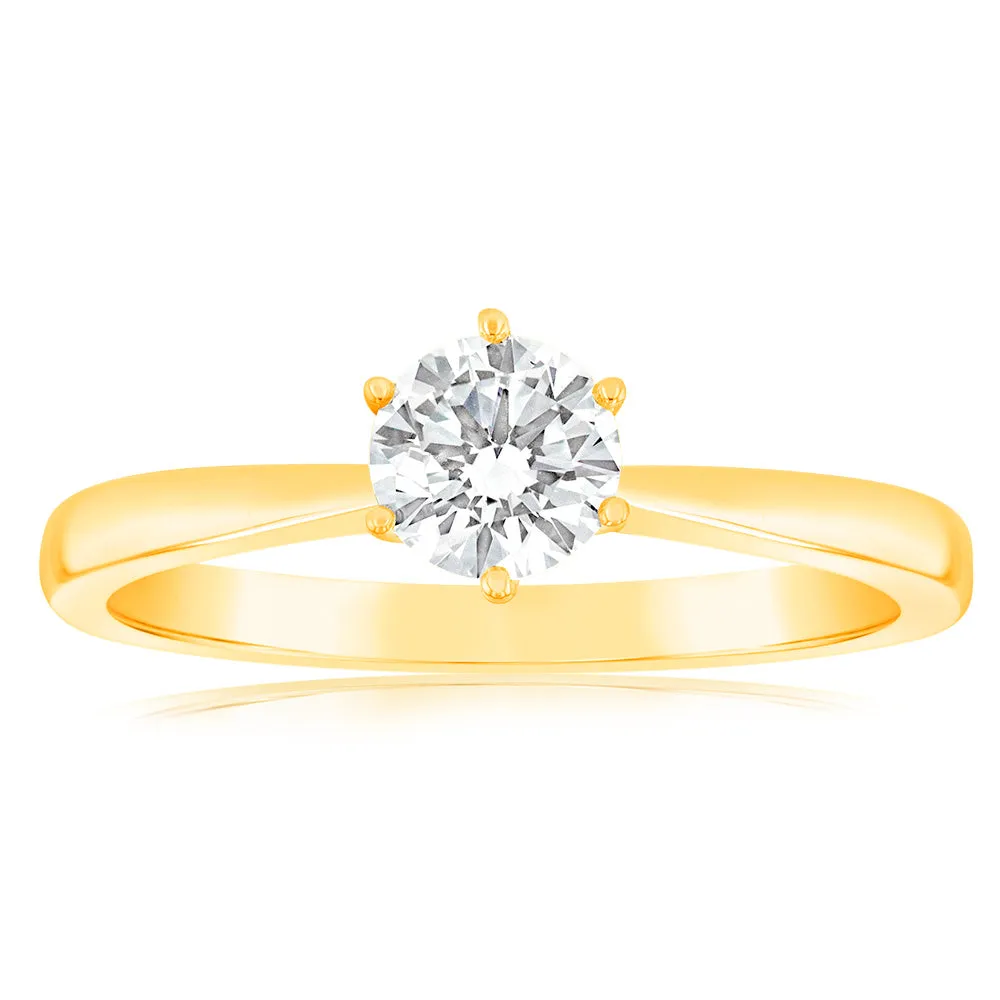 Luminesce Lab Grown 1/2 Carat Diamond Solitaire Ring set in 14ct Yellow Gold Shiels