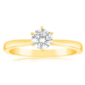 Luminesce Lab Grown 1/2 Carat Diamond Solitaire Ring set in 14ct Yellow Gold Shiels