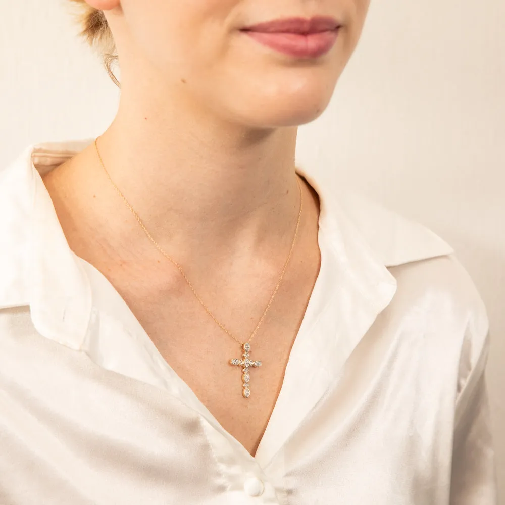 Luminesce Lab Grown 1/4 Carat Cross Pendant in 9ct Yellow Gold Shiels