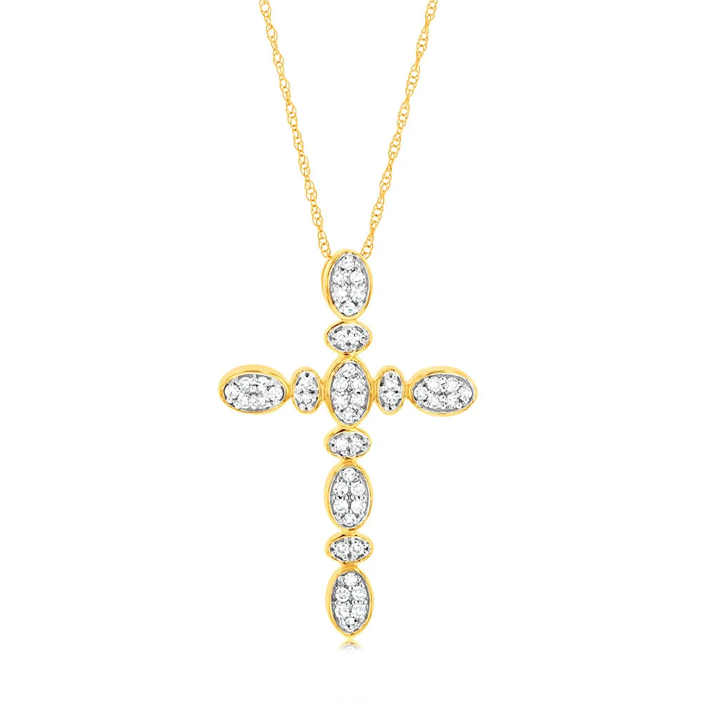 Luminesce Lab Grown 1/4 Carat Cross Pendant in 9ct Yellow Gold Shiels