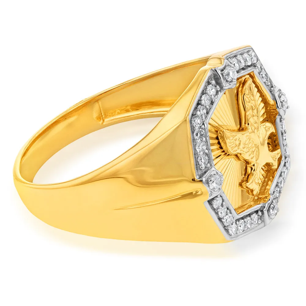 Luminesce Lab Grown 1/4 Carat Diamond Eagle Gents Ring in 9ct Yellow Gold Shiels