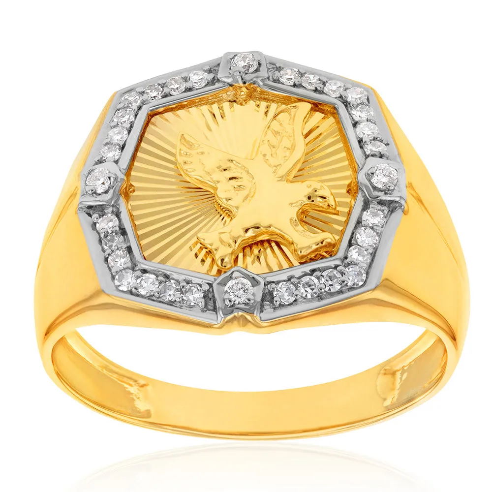 Luminesce Lab Grown 1/4 Carat Diamond Eagle Gents Ring in 9ct Yellow Gold Shiels