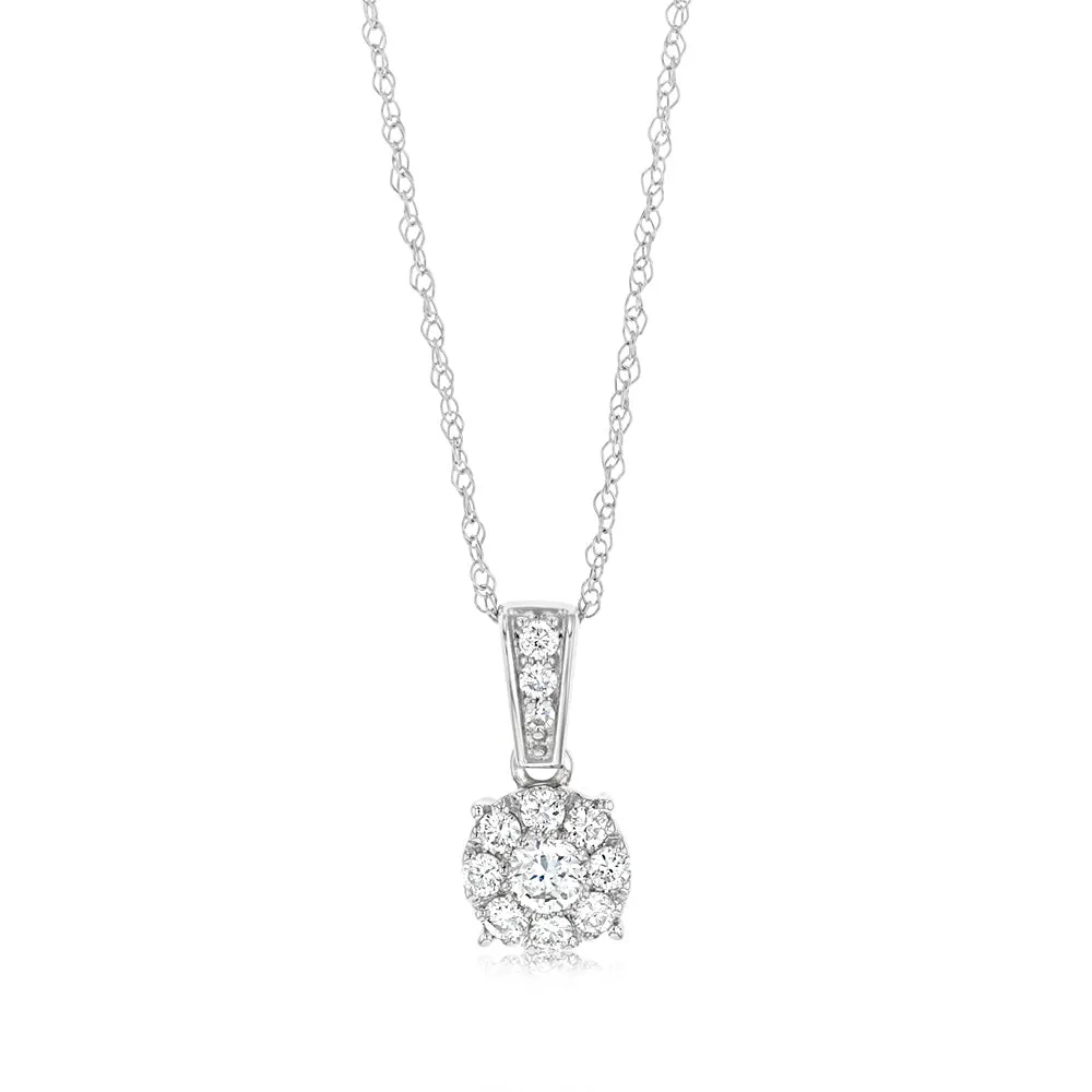 Luminesce Lab Grown 1/4 Carat Diamond Pendant in 9ct White Gold With adjustable Chain Shiels