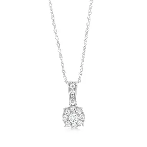 Luminesce Lab Grown 1/4 Carat Diamond Pendant in 9ct White Gold With adjustable Chain Shiels