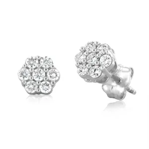 Luminesce Lab Grown 1/4 Carat Flower shaped Diamond Stud Earrings in Sterling silver Shiels