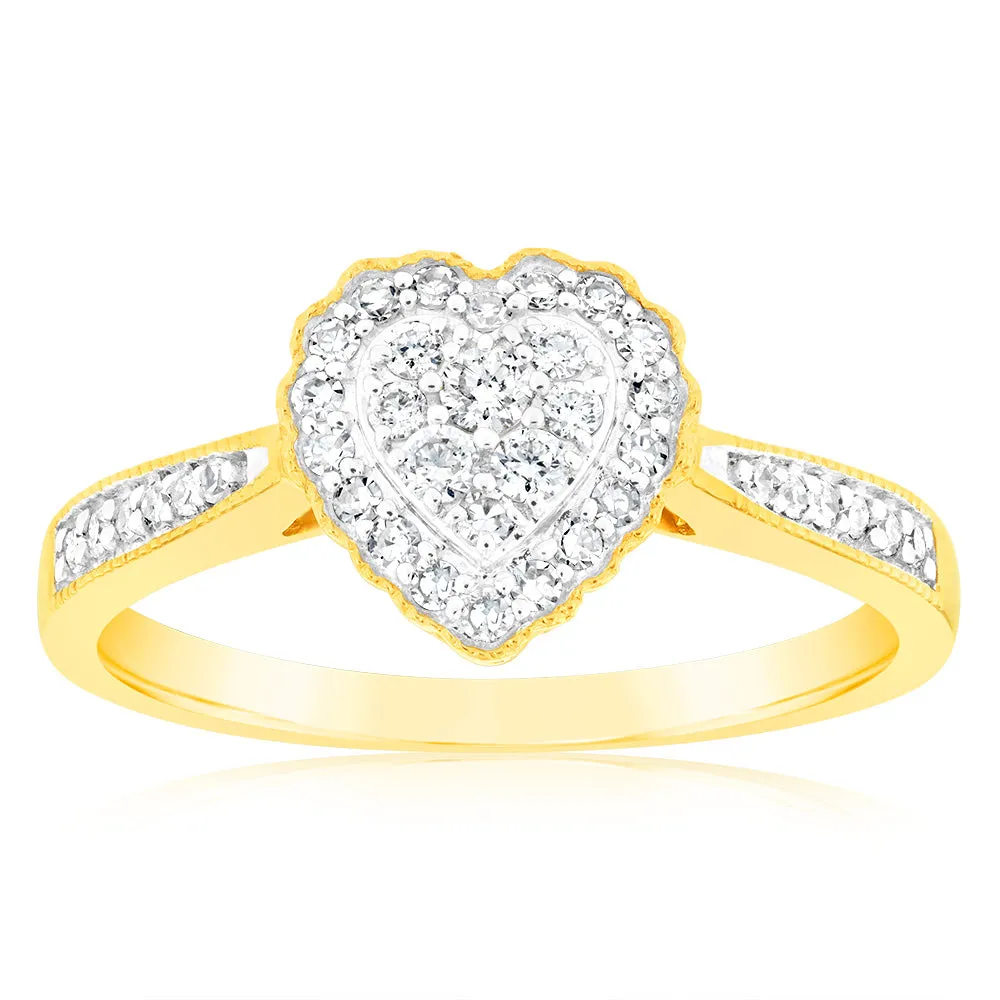 Luminesce Lab Grown 1/4 Carat Heart Diamond Ring in 9ct Yellow Gold Shiels