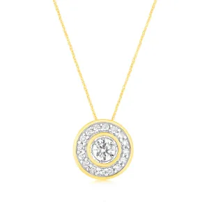 Luminesce Lab Grown 1/4Carat Diamond Bezel Pendant with Chain in 9ct Yellow Gold Shiels