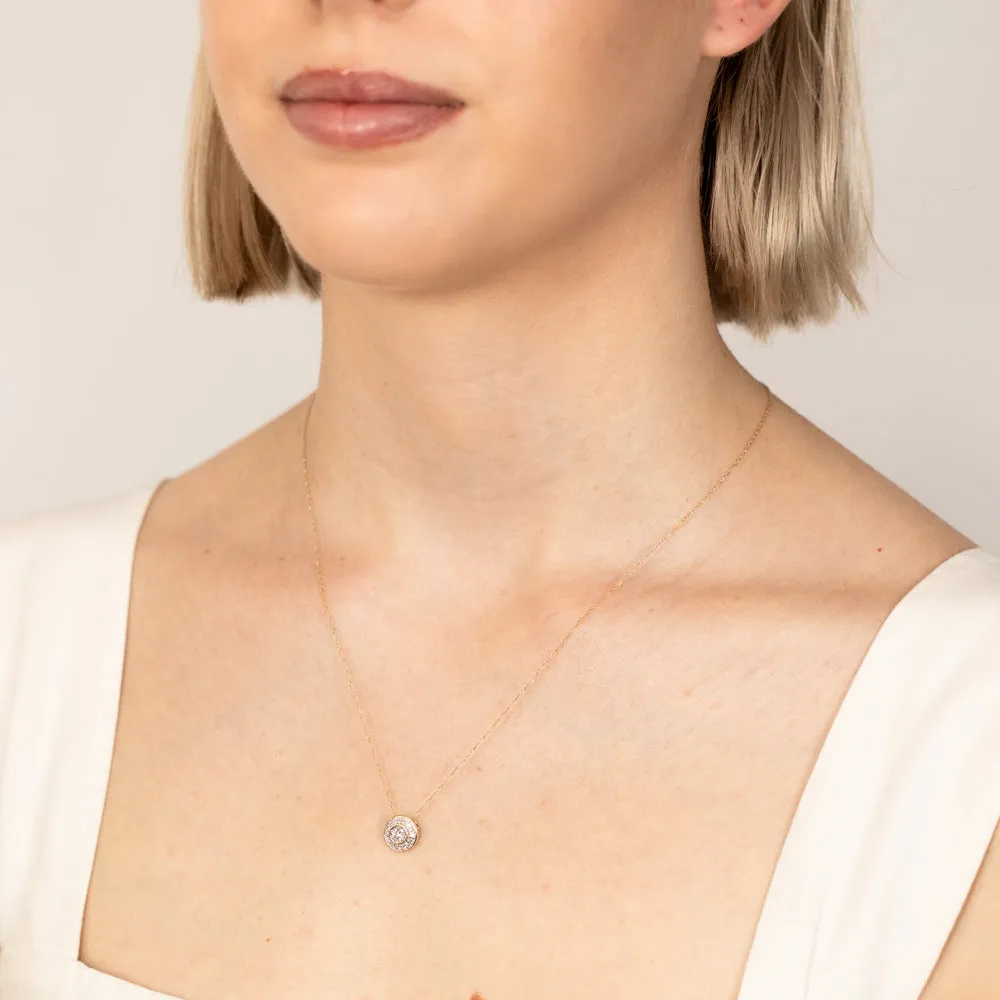 Luminesce Lab Grown 1/4Carat Diamond Bezel Pendant with Chain in 9ct Yellow Gold Shiels