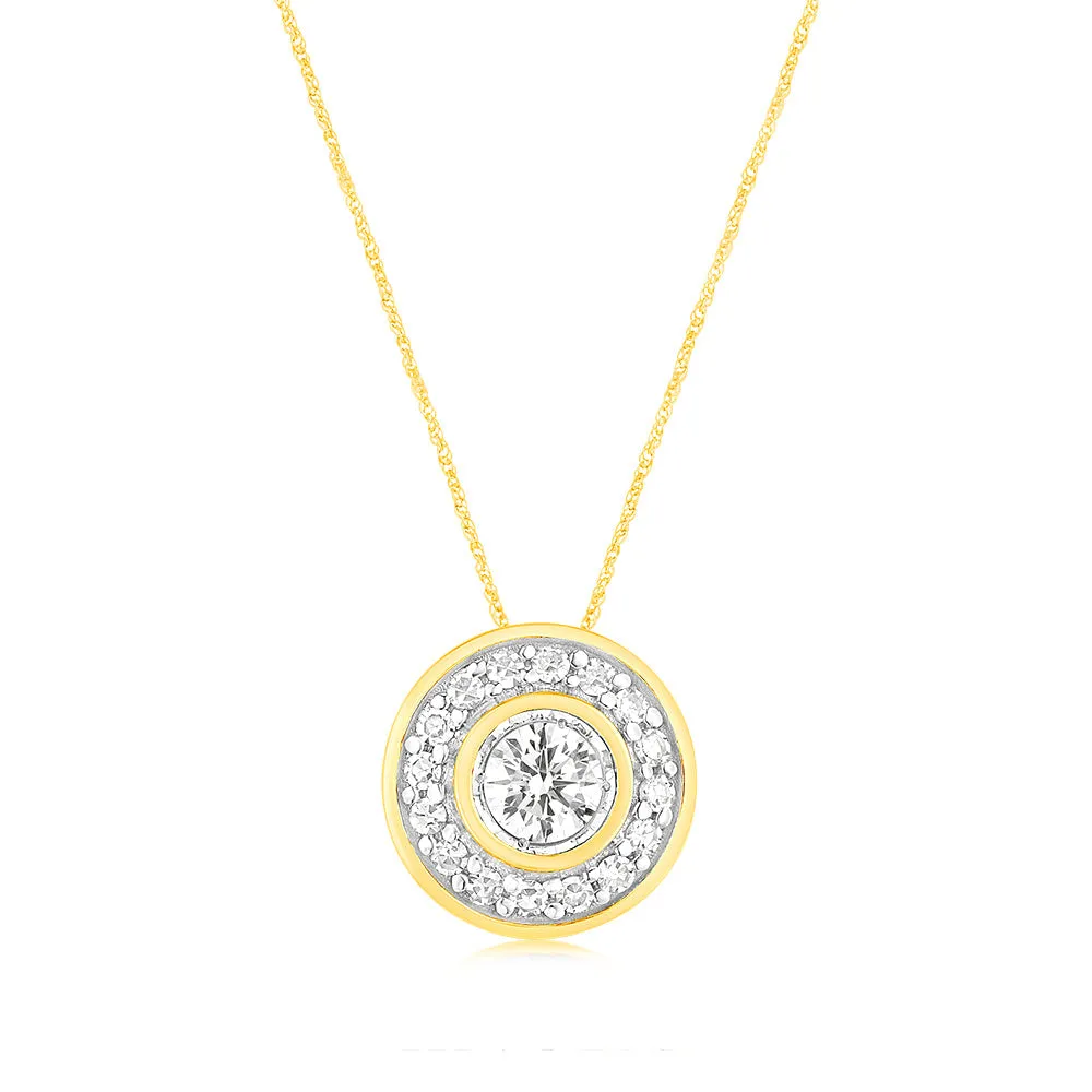 Luminesce Lab Grown 1/4Carat Diamond Bezel Pendant with Chain in 9ct Yellow Gold Shiels