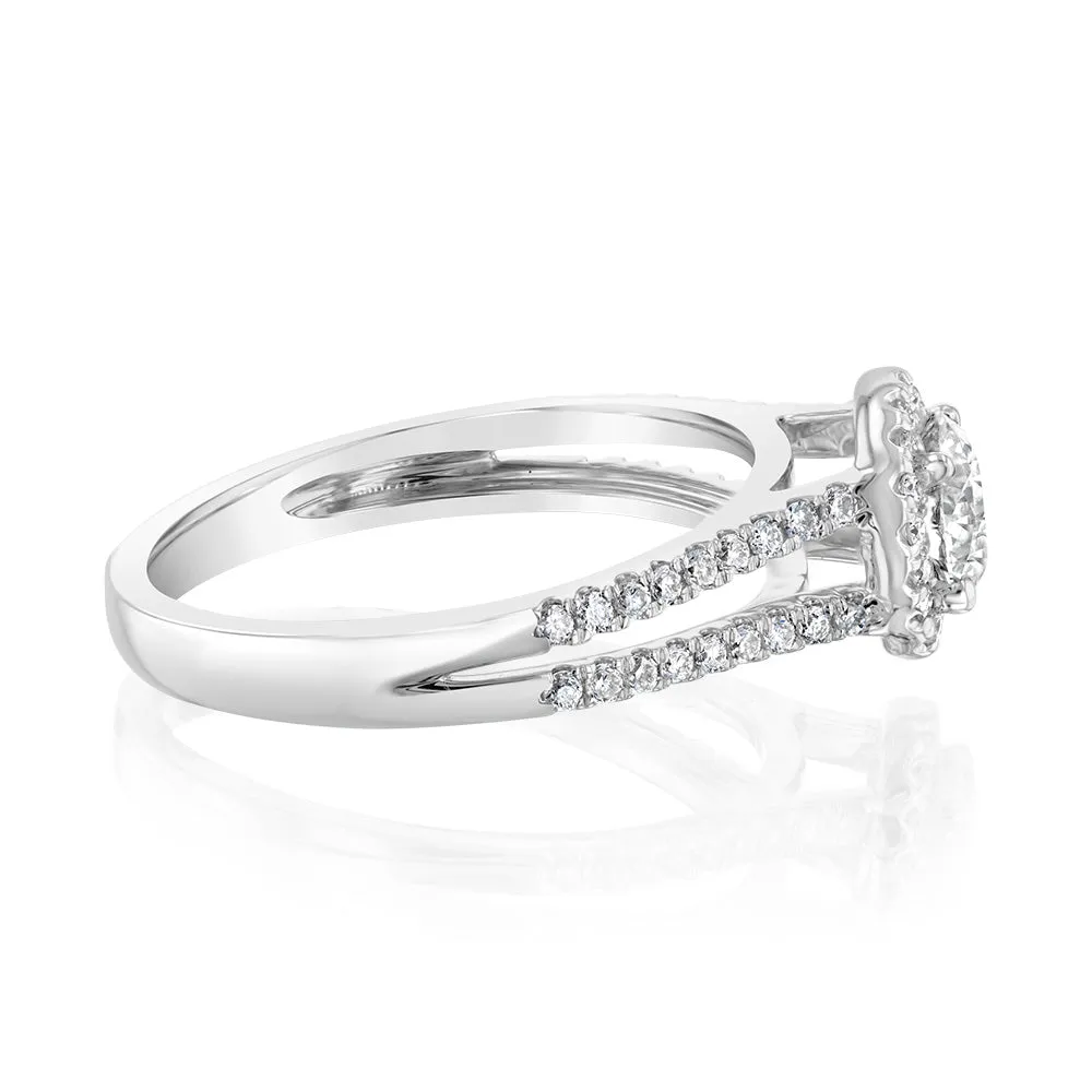 Luminesce Lab Grown 14ct White Gold 1 Carat Diamond Split Shank Ring Shiels