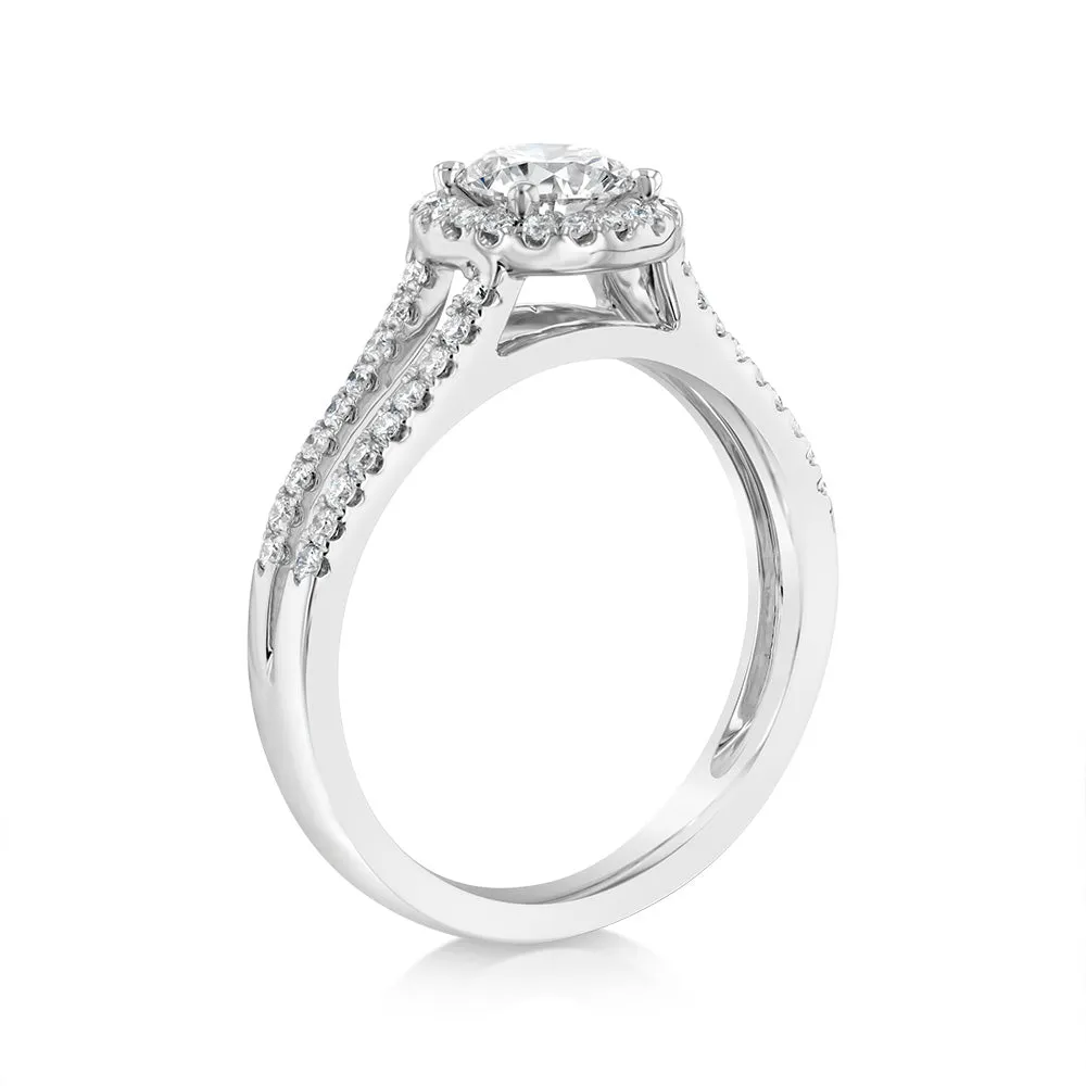 Luminesce Lab Grown 14ct White Gold 1 Carat Diamond Split Shank Ring Shiels