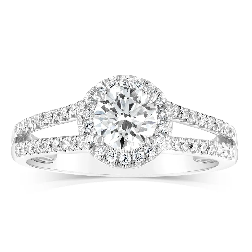 Luminesce Lab Grown 14ct White Gold 1 Carat Diamond Split Shank Ring Shiels