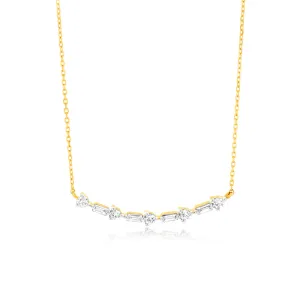 Luminesce Lab Grown 1/5 Carat Diamond Necklace with Round & Baguette Diamonds in 9ct Yellow Gold9 Diamonds Shiels