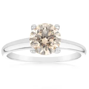 Luminesce Lab Grown 1.5 Ct Light Champagne Solitaire Diamond Ring in 14ct White Gold Shiels